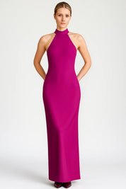 Oriana | Women’s Halter Neck Maxi Dress – Elegant Sleeveless Silhouette with Side Slit and Tie-Back Closure