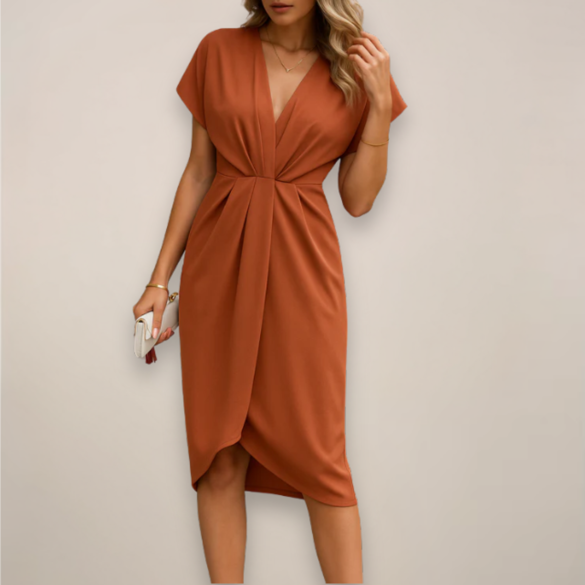 Olive | Women’s Midi Wrap Dress – Elegant Silhouette for All Occasions