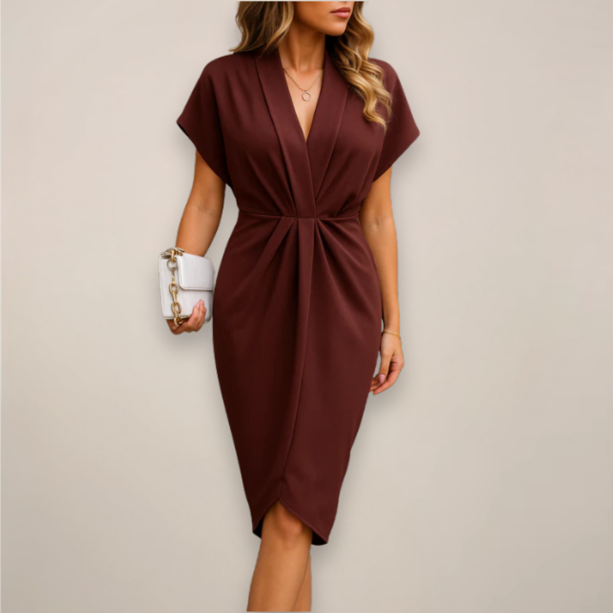 Olive | Women’s Midi Wrap Dress – Elegant Silhouette for All Occasions