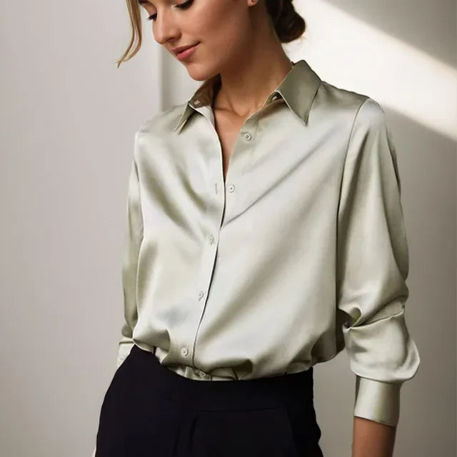 Quinn | Women’s Satin Blouse – Relaxed Fit with Elegant Sheen