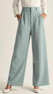 Calla | Women’s Wide-Leg Trousers – High Waisted, Pleated Front