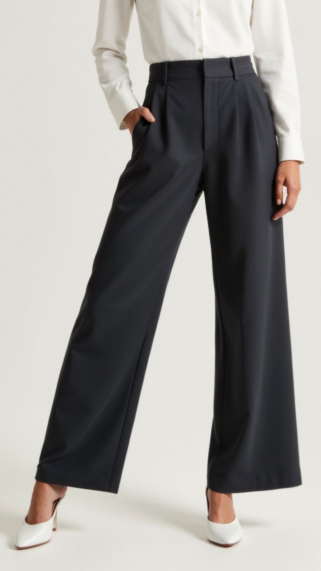 Calla | Women’s Wide-Leg Trousers – High Waisted, Pleated Front