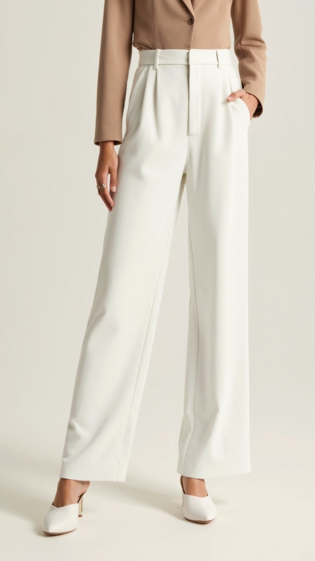 Calla | Women’s Wide-Leg Trousers – High Waisted, Pleated Front