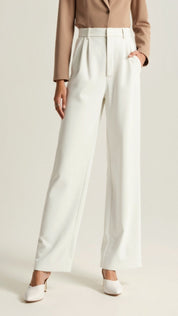 Calla | Women’s Wide-Leg Trousers – High Waisted, Pleated Front