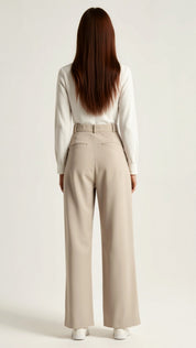 Calla | Women’s Wide-Leg Trousers – High Waisted, Pleated Front