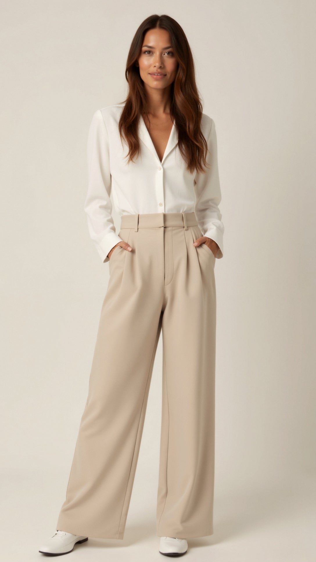 Calla | Women’s Wide-Leg Trousers – High Waisted, Pleated Front