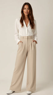 Calla | Women’s Wide-Leg Trousers – High Waisted, Pleated Front