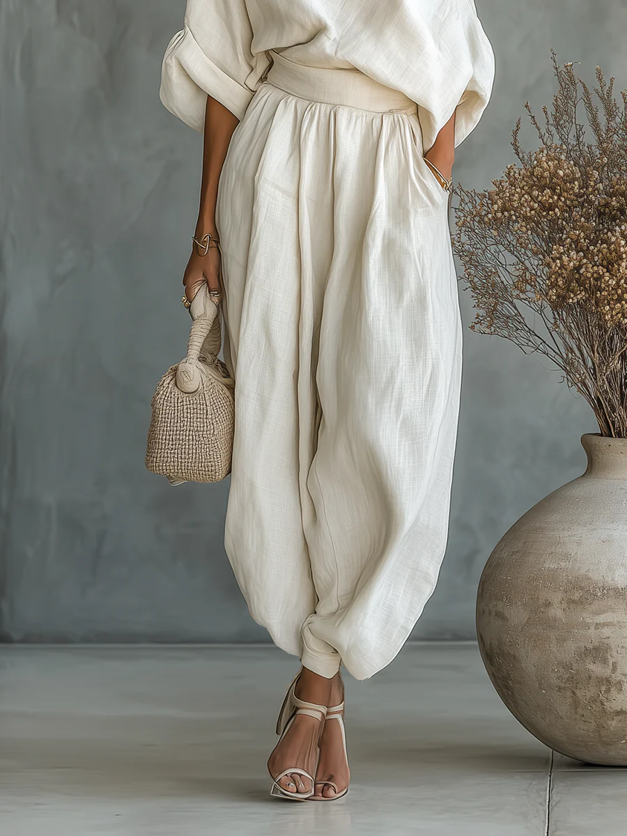 Calyvera - Women’s Off Shoulder Linen Set