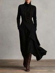 Zorvella - Women’s Draped Turtleneck Maxi Dress