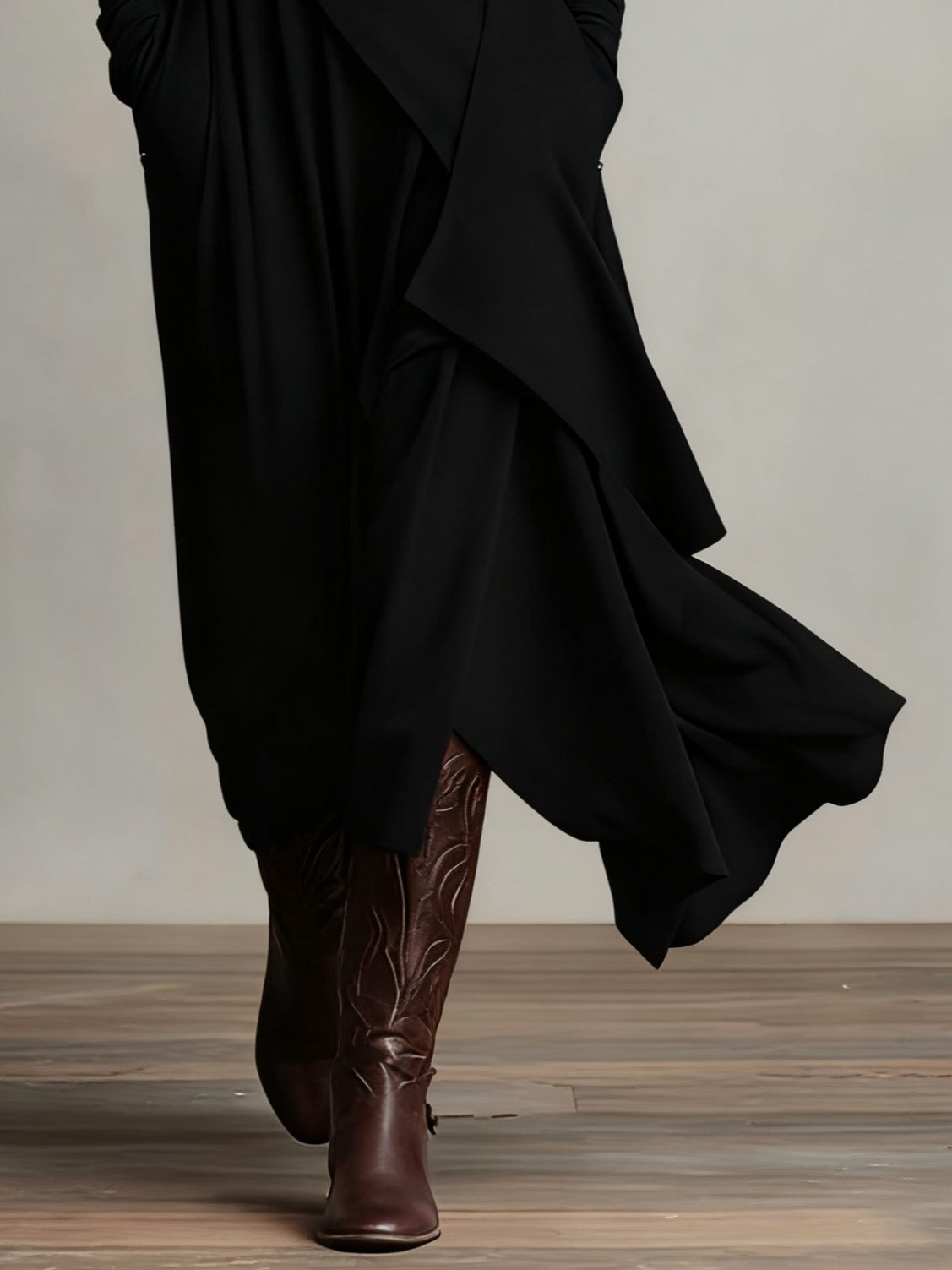 Zorvella - Women’s Draped Turtleneck Maxi Dress