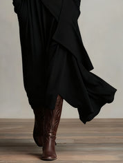 Zorvella - Women’s Draped Turtleneck Maxi Dress