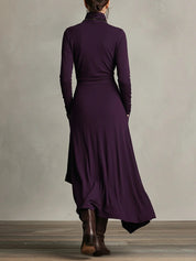 Zorvella - Women’s Draped Turtleneck Maxi Dress
