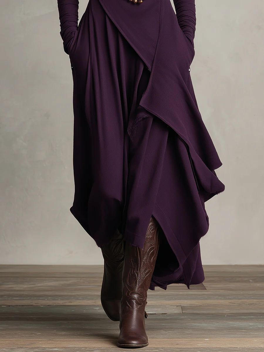 Zorvella - Women’s Draped Turtleneck Maxi Dress
