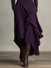 Zorvella - Women’s Draped Turtleneck Maxi Dress