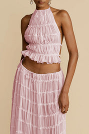 Amorelle – Women's Halter Lace Detail Top