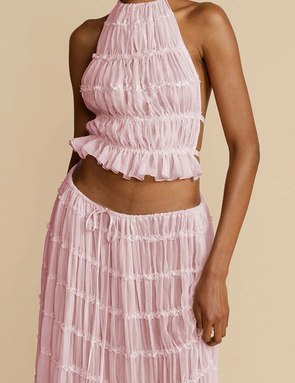 Amorelle – Women's Halter Lace Detail Top