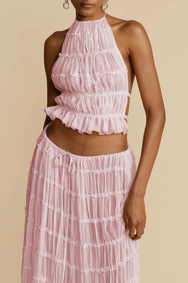 Amorelle – Women's Halter Lace Detail Top