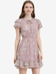 Rufflora - Women’s Floral Ruffle Sleeve Dress