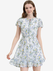 Rufflora - Women’s Floral Ruffle Sleeve Dress