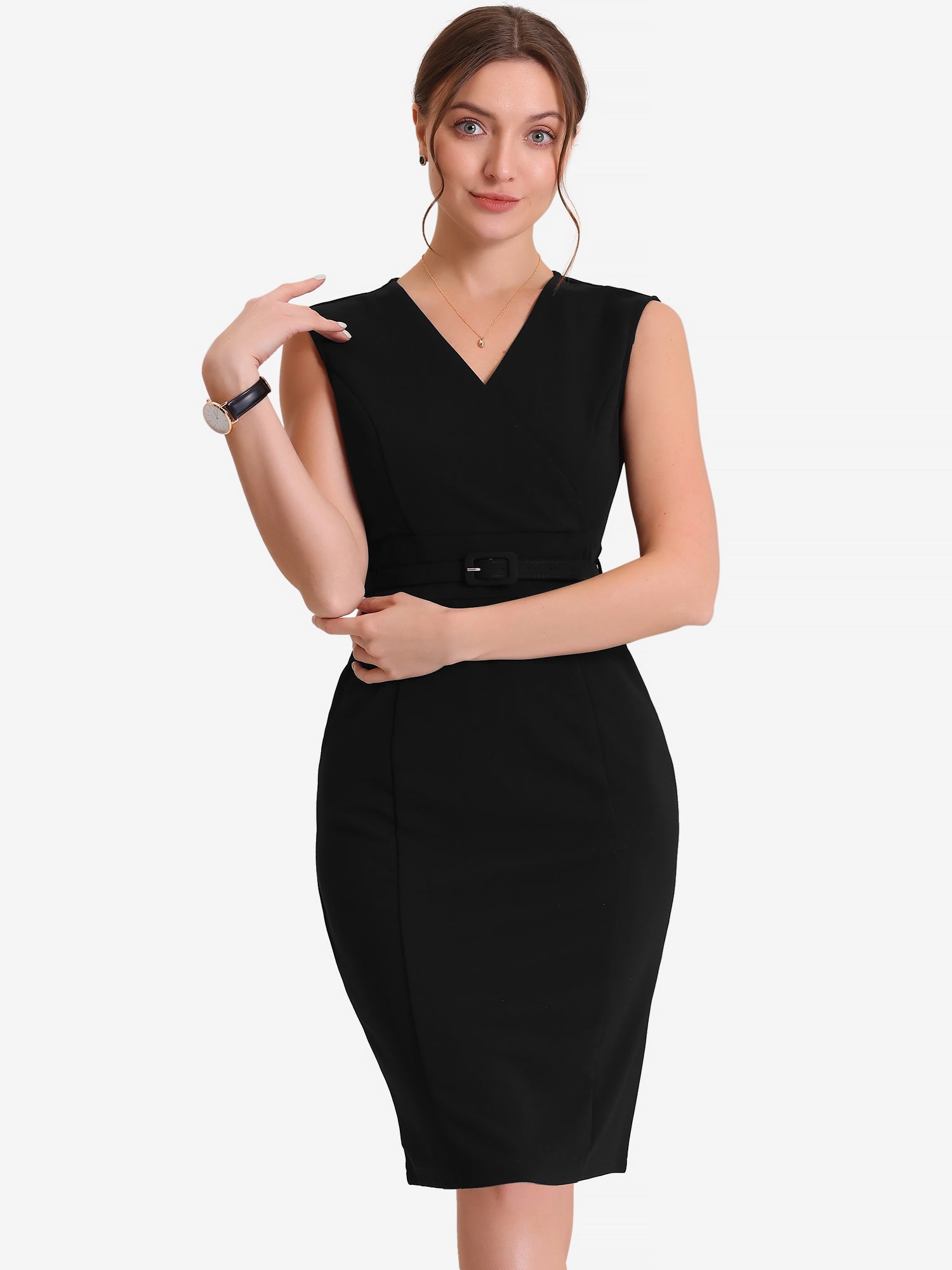 Slevara - Women’s Sleeveless Bodycon Work Dress