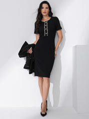 Marvella – Women’s Tweed Trim Workwear Dress