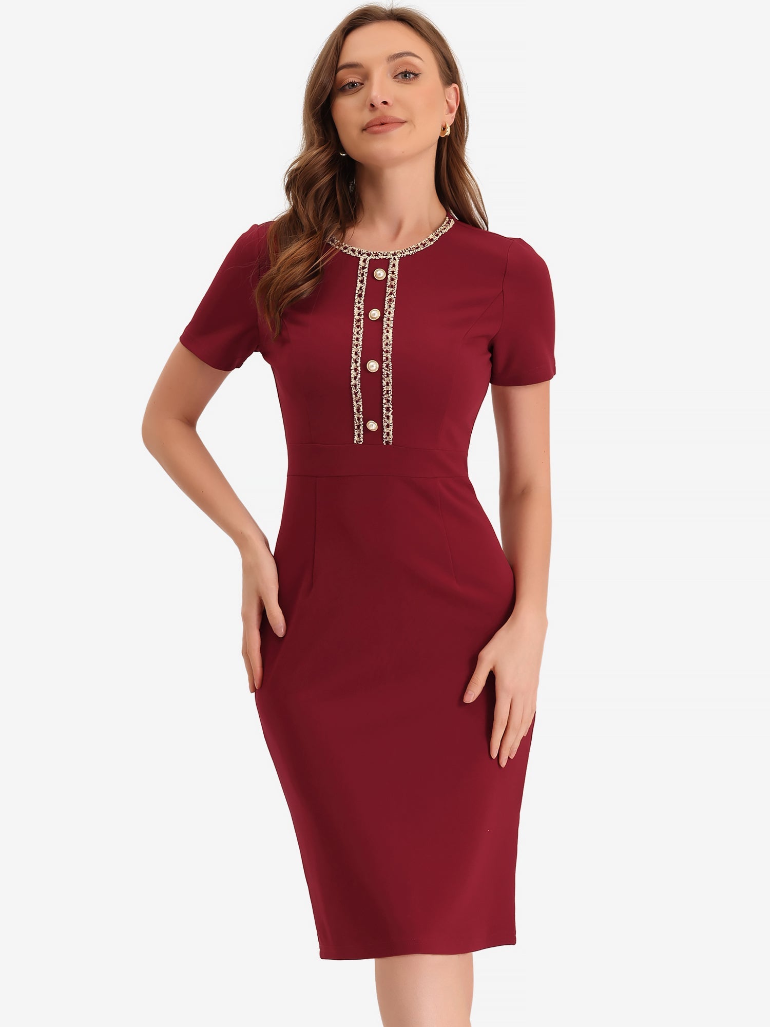 Marvella – Women’s Tweed Trim Workwear Dress