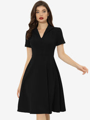 Elvaria – Women’s Vintage Collar Fit & Flare Midi Dress