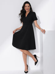 Elvaria – Women’s Vintage Collar Fit & Flare Midi Dress