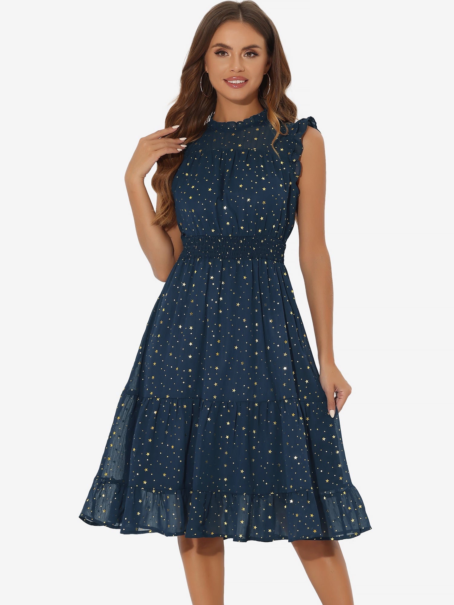 Stellara – Women’s Star Print A-Line Dress