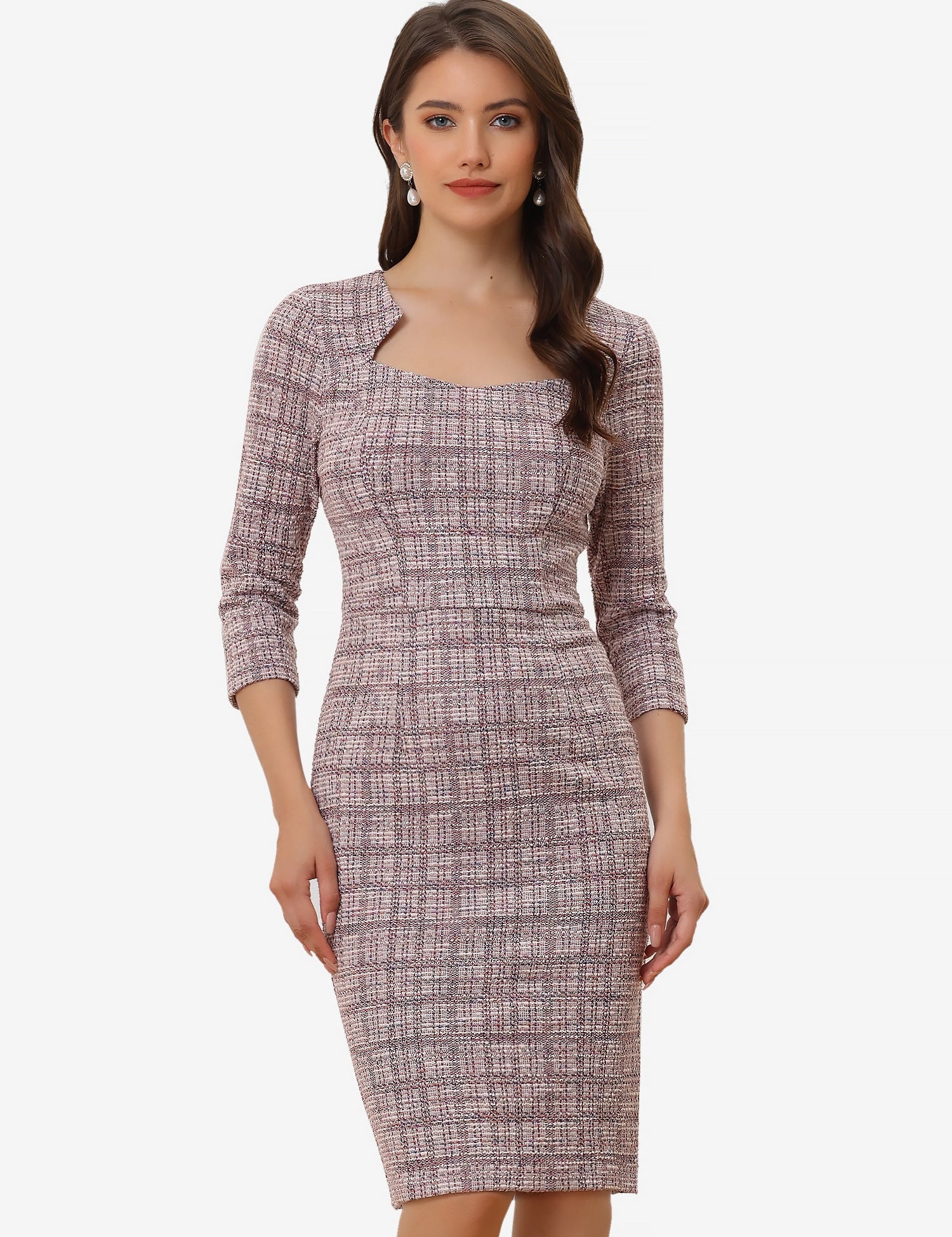 Velmora – Women’s Plaid Tweed Sheath Dress