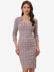 Velmora – Women’s Plaid Tweed Sheath Dress