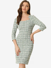 Velmora – Women’s Plaid Tweed Sheath Dress