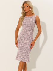 Plaivella - Women’s Plaid Sleeveless Bodycon Dress