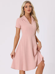 Elvaria – Women’s Vintage Collar Fit & Flare Midi Dress