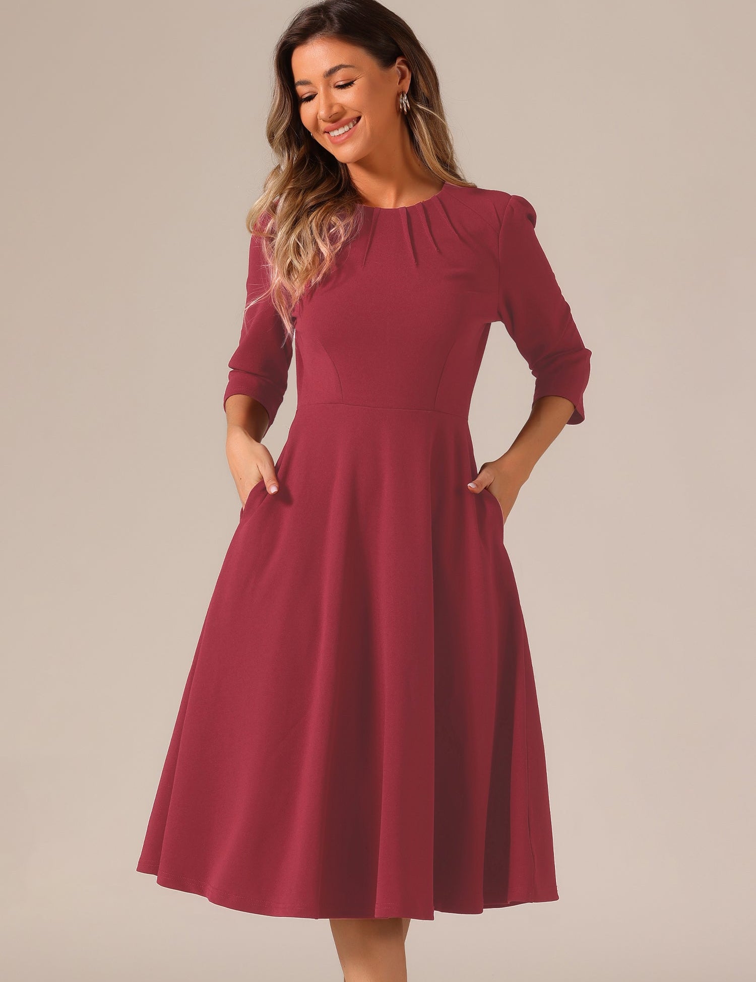 Seravelle - Women’s A-Line Work Midi Dress