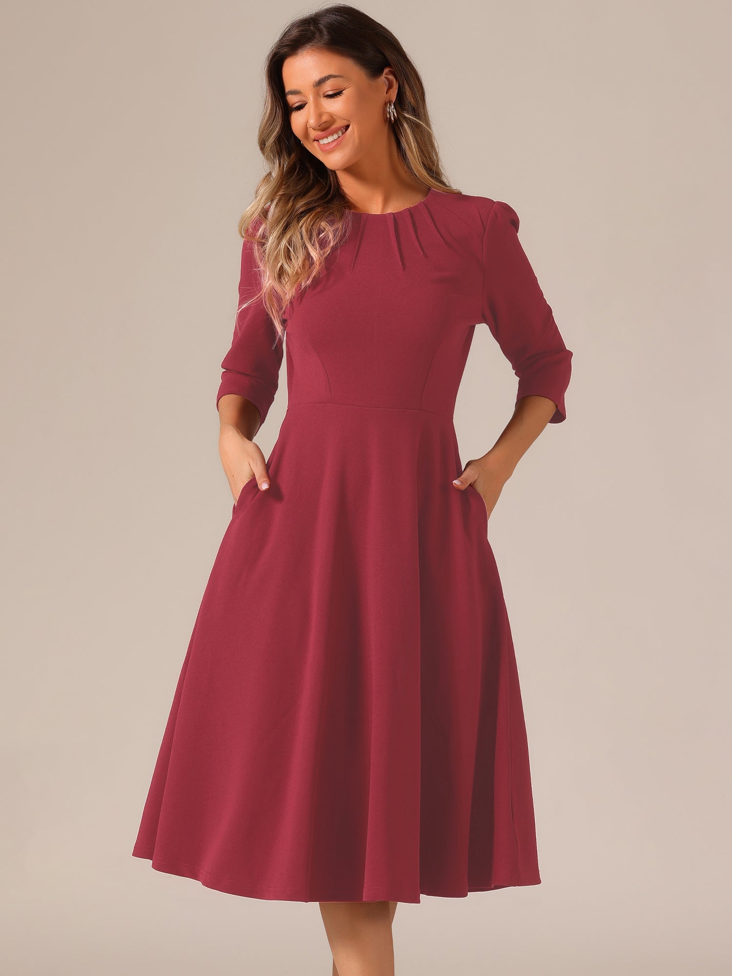 Seravelle - Women’s A-Line Work Midi Dress