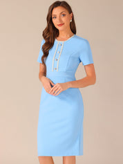 Marvella – Women’s Tweed Trim Workwear Dress