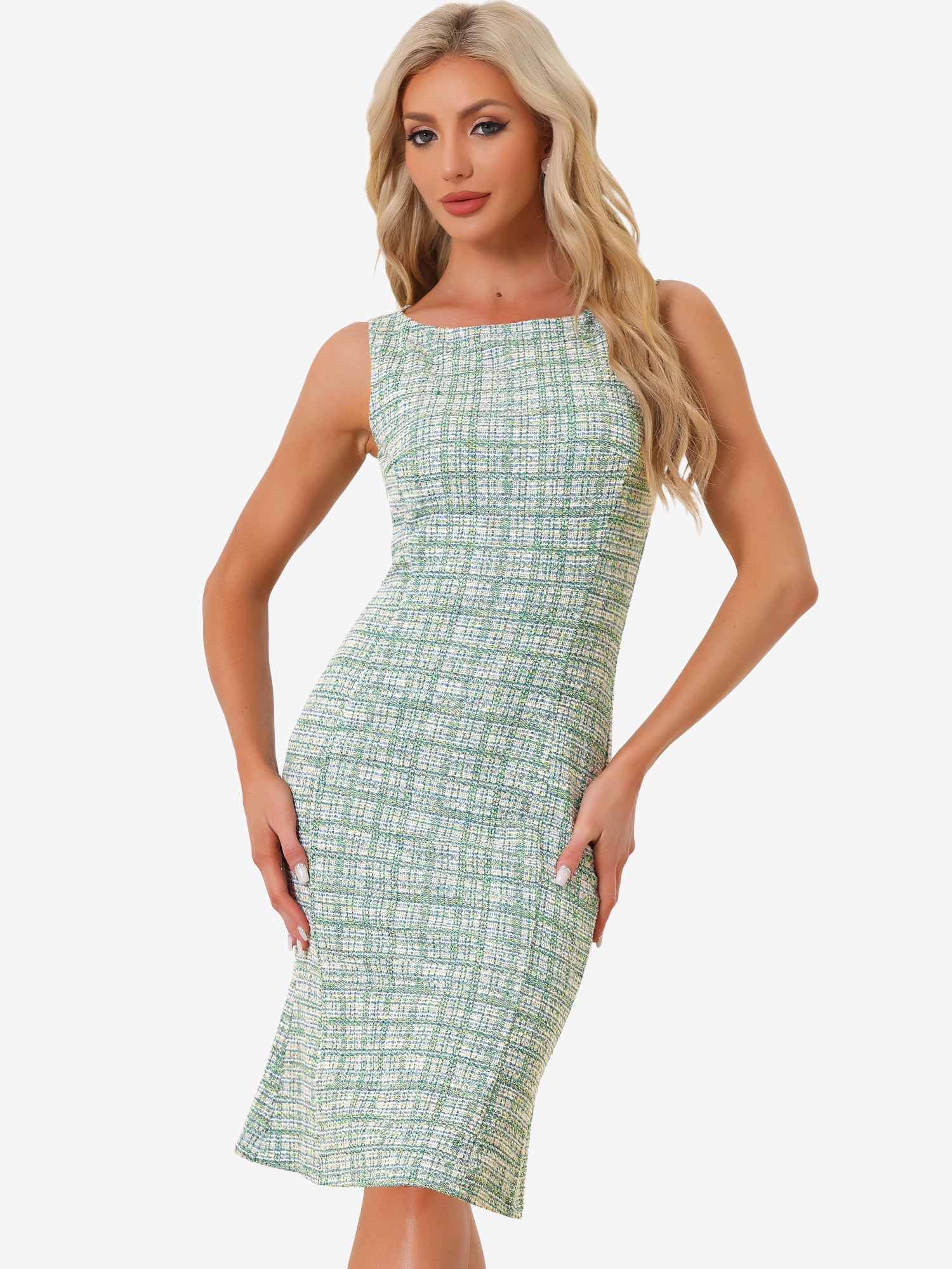 Plaivella - Women’s Plaid Sleeveless Bodycon Dress