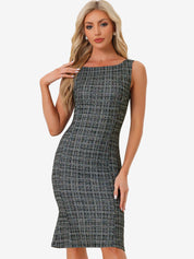 Plaivella - Women’s Plaid Sleeveless Bodycon Dress