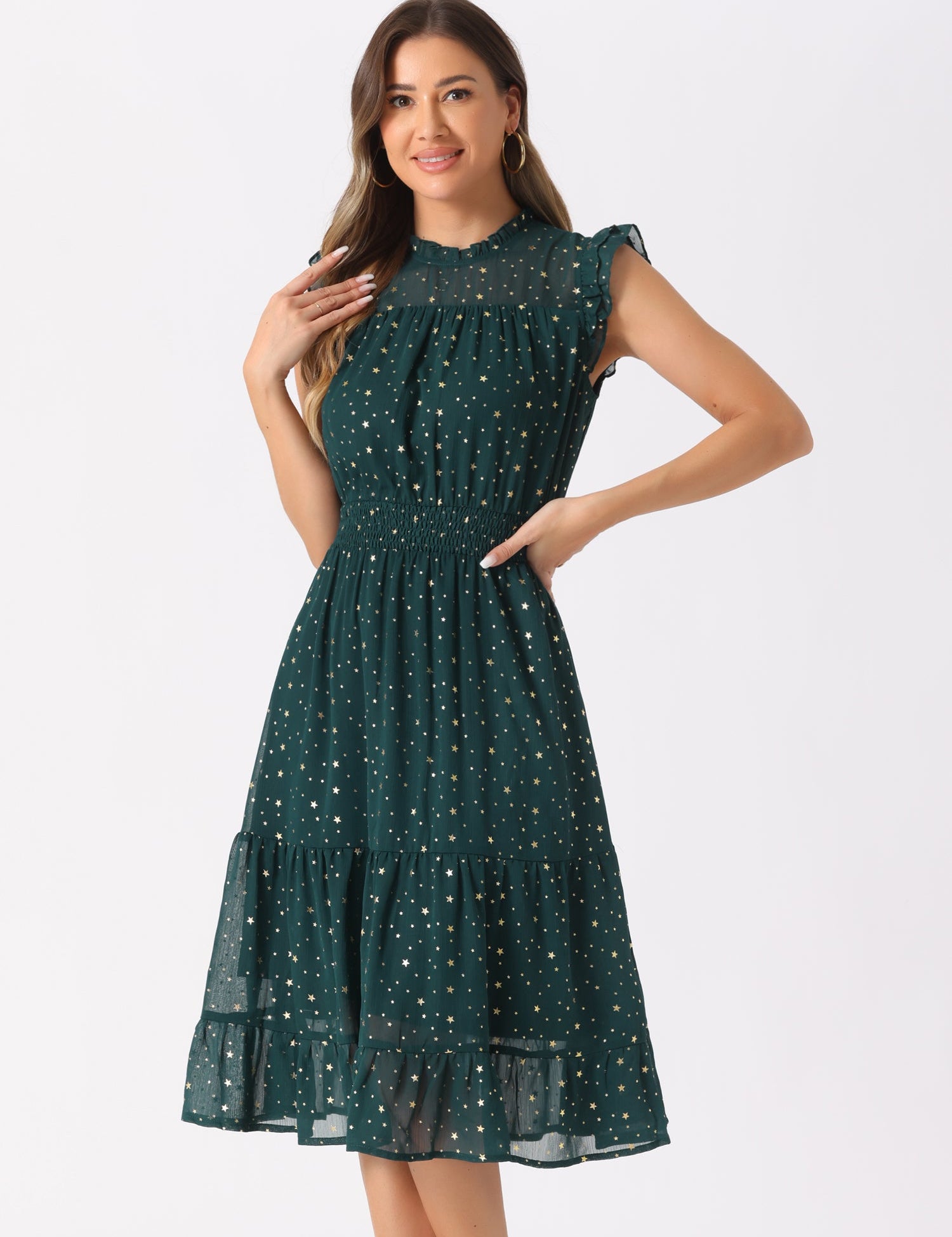 Stellara – Women’s Star Print A-Line Dress