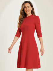 Clarivelle – Women’s Stand Collar Button Detail Dress