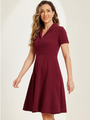 Elvaria – Women’s Vintage Collar Fit & Flare Midi Dress
