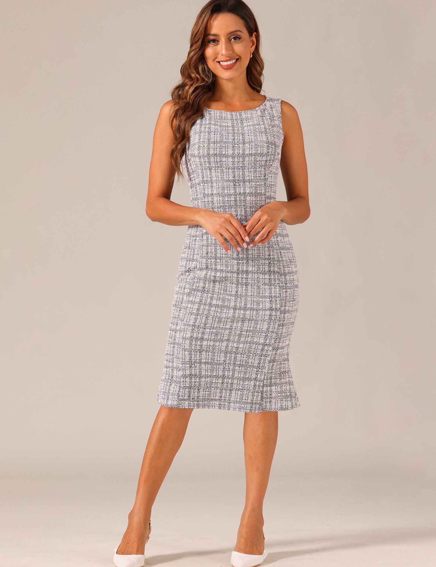 Plaivella - Women’s Plaid Sleeveless Bodycon Dress