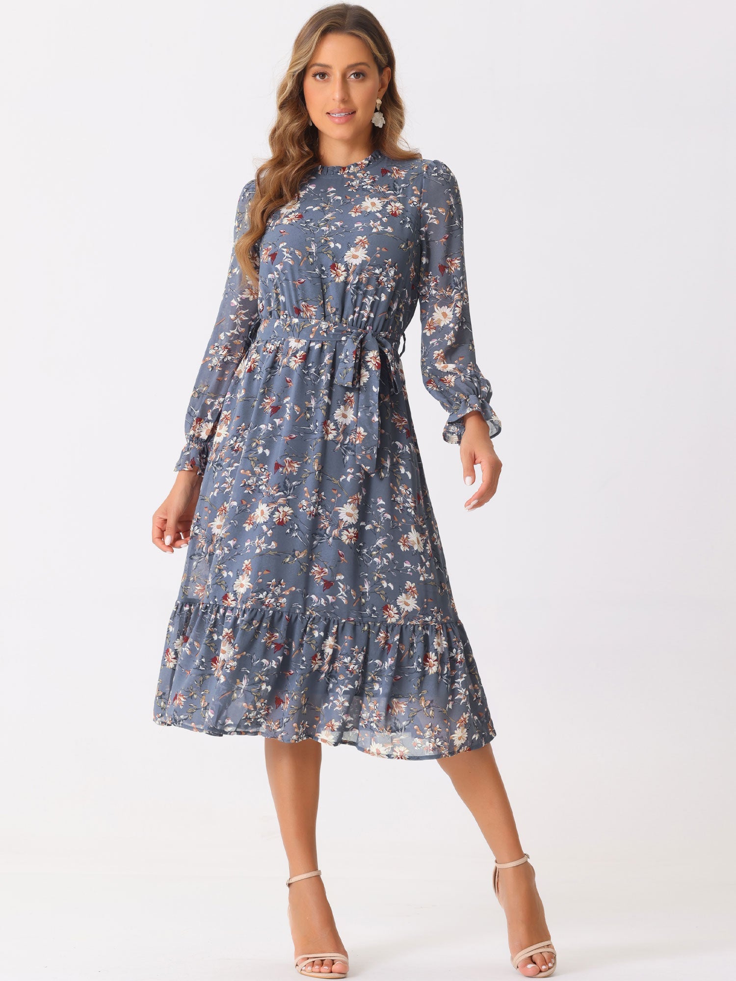 Florvessa - Women’s Floral A-Line Midi Dress