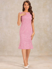 Plaivella - Women’s Plaid Sleeveless Bodycon Dress