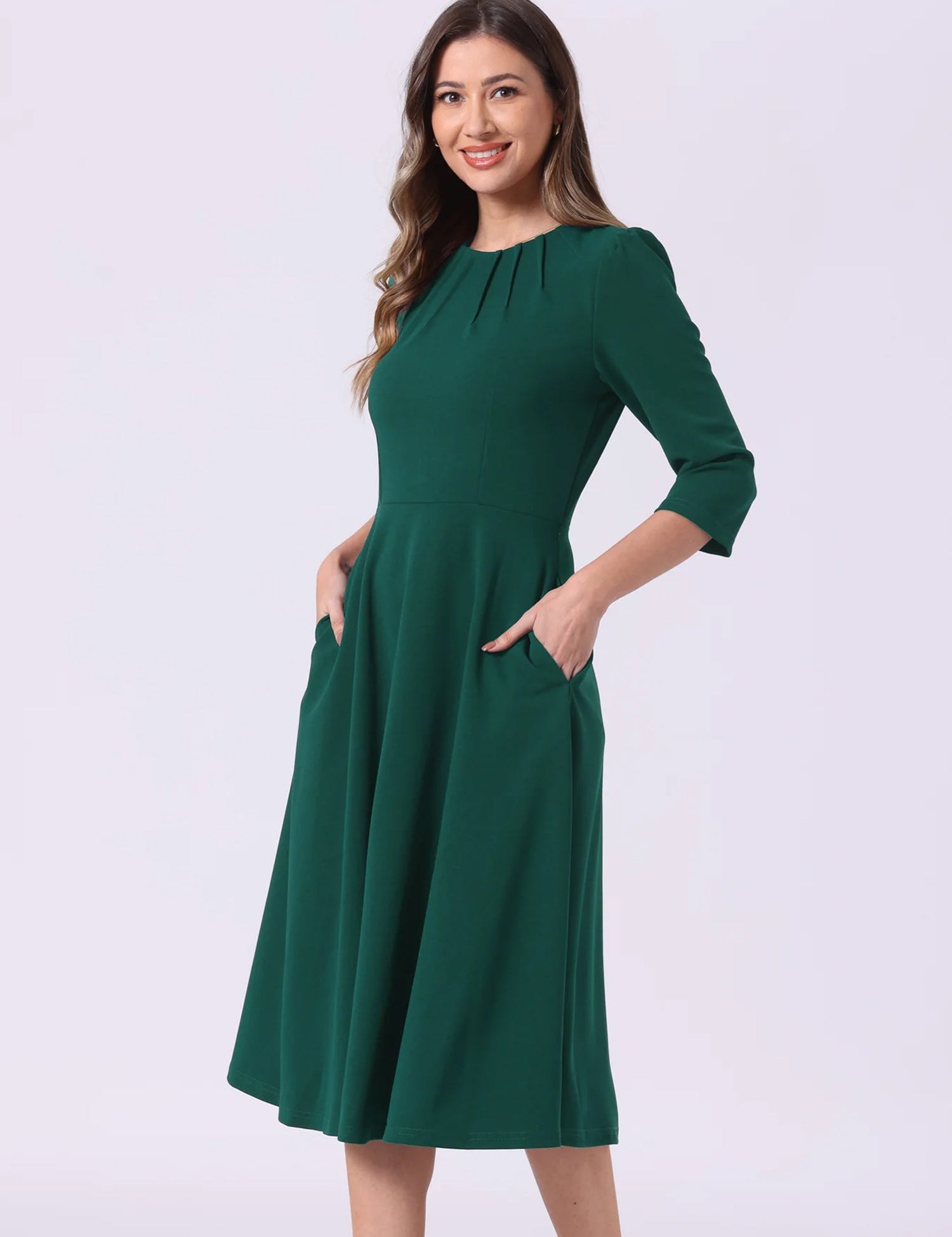 Seravelle - Women’s A-Line Work Midi Dress