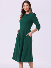 Seravelle - Women’s A-Line Work Midi Dress