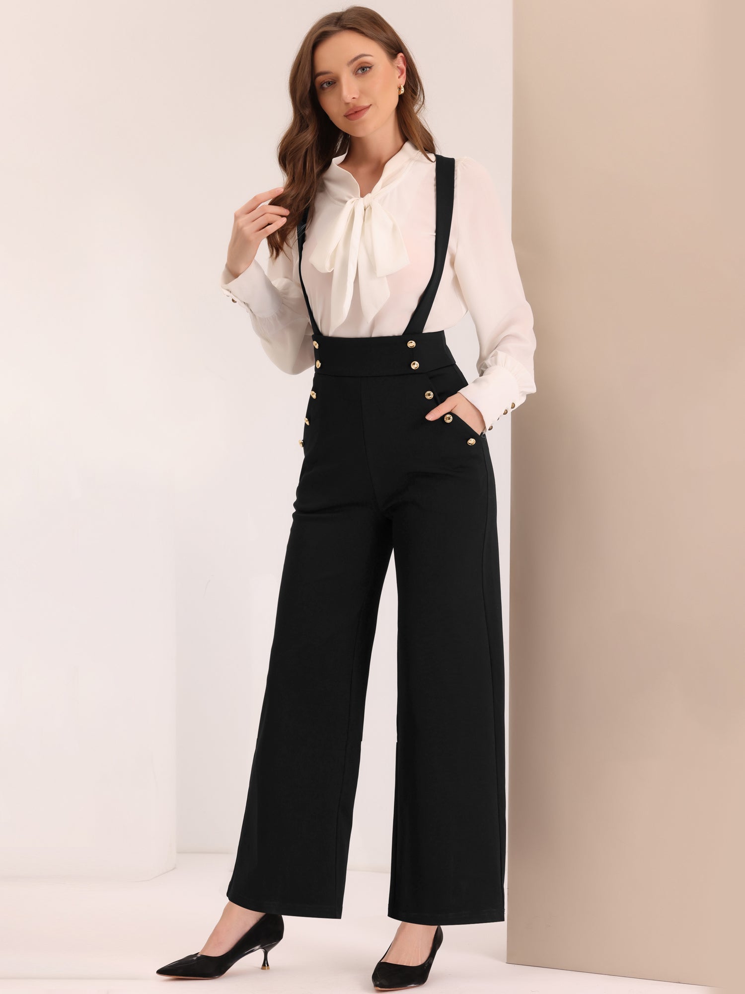 Suspira - Women’s Wide Leg Suspender Jumpsuit