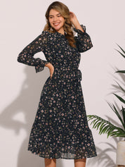 Florvessa - Women’s Floral A-Line Midi Dress