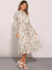 Florvessa - Women’s Floral A-Line Midi Dress